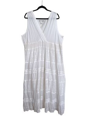 Cute Options 3X White Cotton Crochet Lace Maxi Dress Boho Y2K Cottagecore